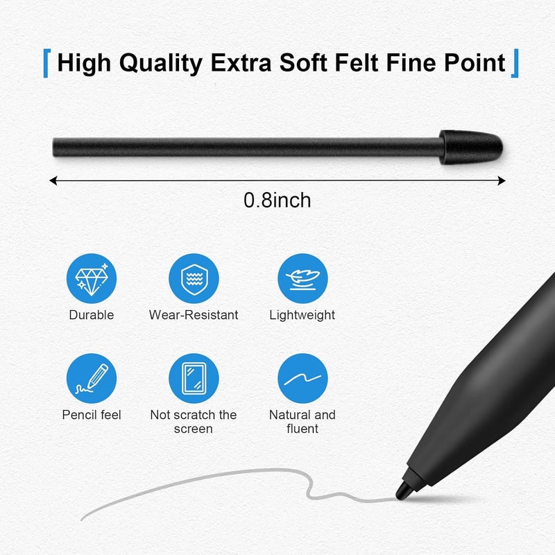 REEYEAR 10 Pcs Replacement Tips Compatible with Samsung S-Pen BOOX Marker Plus Stylus, Extra Soft Felt Fine Point Precise Writing and Sketching EMR Pencil Nibs - Image 5